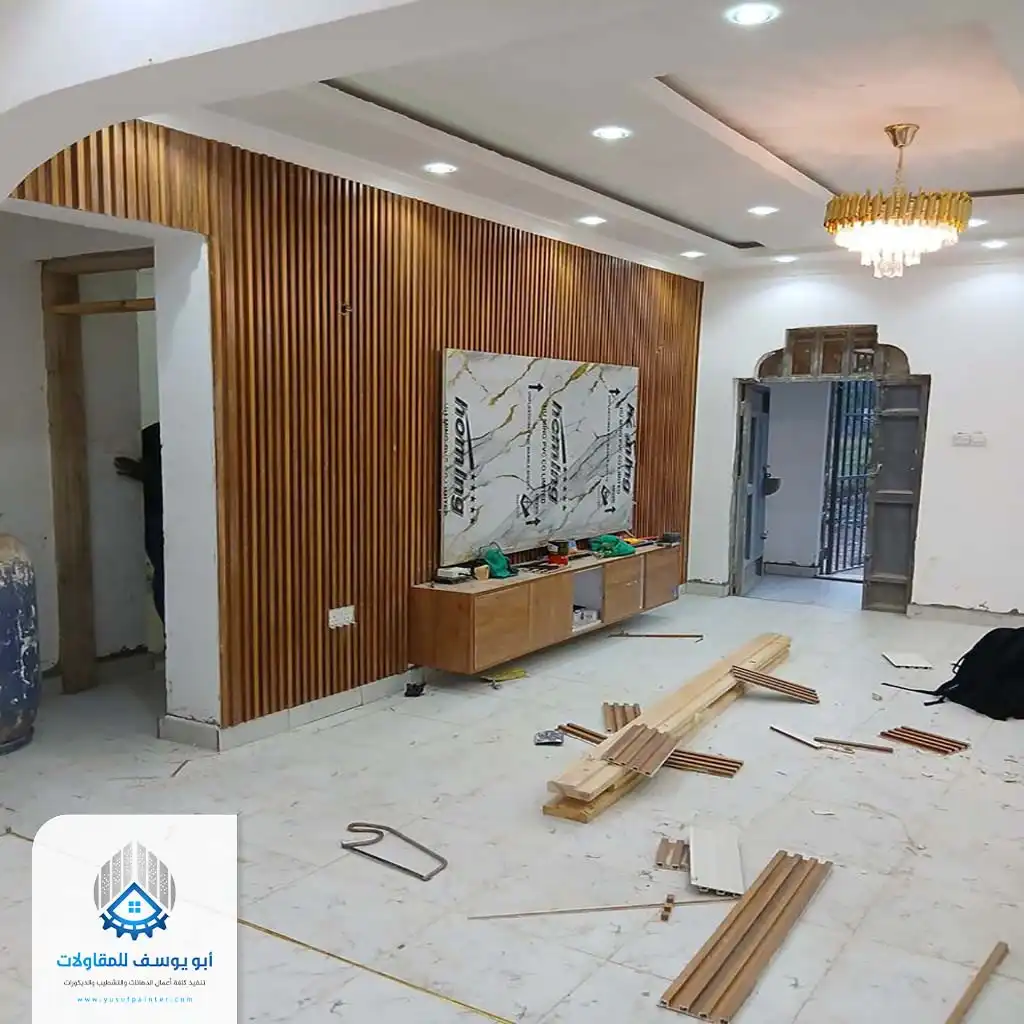 ديكورات بديل الخشب خلفية تلفزيون حي الياسمين بالرياض